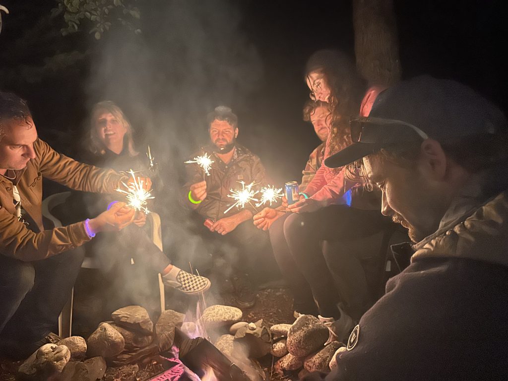 Members gathered together in the evening